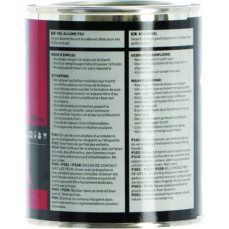 Brand pasta - Gel Blikje 500ml. - Woodpellets2go