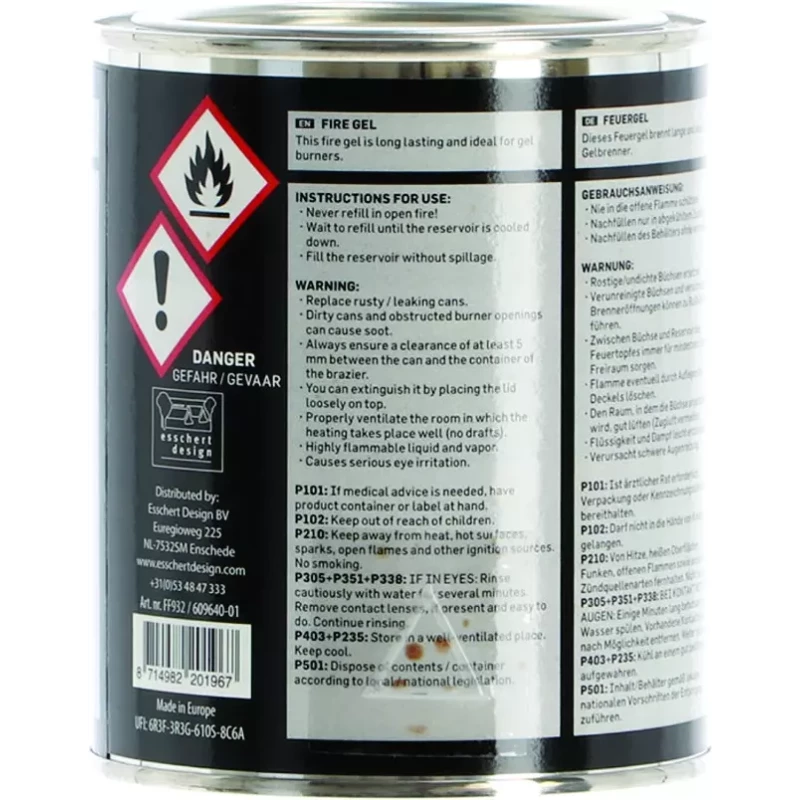 Brand pasta - Gel Blikje 500ml. - Woodpellets2go