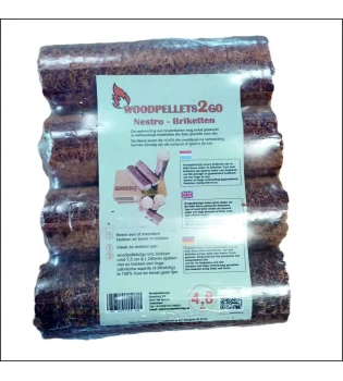 Woodpellets2go Nestro Briketten 4,8 kg. - Woodpellets2go